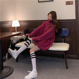 ハイネックオーバーサイズケーブル編みニット/ワンピース