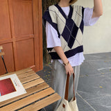 アーガイル柄ニットベスト