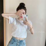 フェイクレイヤードレースTシャツ