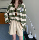 オーバーサイズボーダーポロトップス