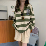 オーバーサイズボーダーポロトップス