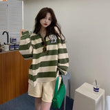 オーバーサイズボーダーポロトップス