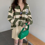 オーバーサイズボーダーポロトップス