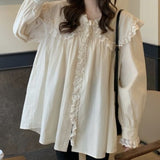 オーバーフリルブラウス