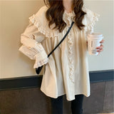 オーバーフリルブラウス