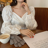 パフスリーブカシュクールブラウス