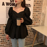 パフスリーブカシュクールブラウス