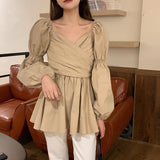 パフスリーブカシュクールブラウス