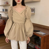 パフスリーブカシュクールブラウス