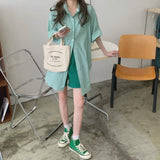 半袖ストライプオーバーシャツ