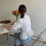 アシメフリル半袖ブラウス