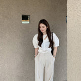 アシメカラーパフスリトップス