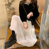 ブラックレースフレンチベルベットブラウス