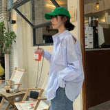 ショルダーデザインストライプシャツ