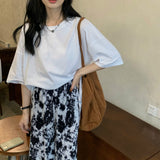 柄ストレートプリーツパンツ