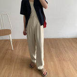 ハイウエストタックストレートパンツ