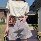 Aラインデニムショートパンツ