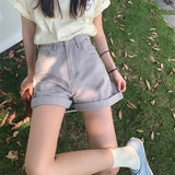 Aラインデニムショートパンツ