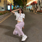 ウェストデザインワイドパンツ