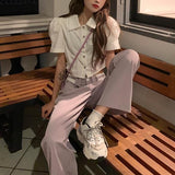 ウェストデザインワイドパンツ