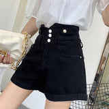 ハイウエストデニムショートパンツ