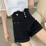 ハイウエストデニムショートパンツ