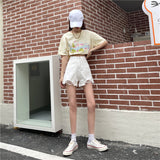 ダブルボタンダメージショートデニム