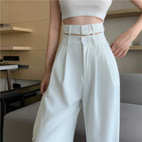 ウェストデザインストレートパンツ