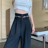 ウェストデザインストレートパンツ