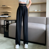 ウェストデザインストレートパンツ