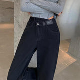 クロスデザインストレートブラックデニム