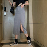 ハイスリットカラーデニムスカート