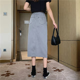 ハイスリットカラーデニムスカート