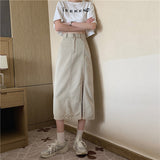 ハイスリットカラーデニムスカート