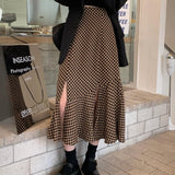 ブロックチェックスリットマーメイドスカート