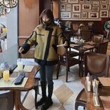 バイカラーボアジャケット