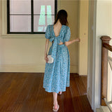 バックリボンフラワーワンピース