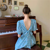 バックリボンフラワーワンピース