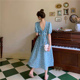 バックリボンフラワーワンピース