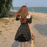 ビッグカラー花柄ワンピース