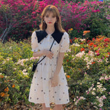 ビッグカラー花柄ワンピース