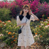 ビッグカラー花柄ワンピース