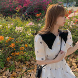 ビッグカラー花柄ワンピース