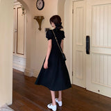 フロントボタンパフスリワンピ