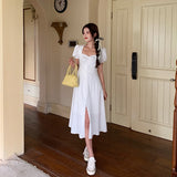 フロントボタンパフスリワンピ