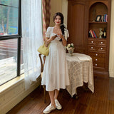 フロントボタンパフスリワンピ