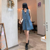 デニムギャザーAラインミニワンピ