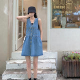 デニムギャザーAラインミニワンピ