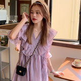 パープルフリルワンピース