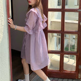 パープルフリルワンピース